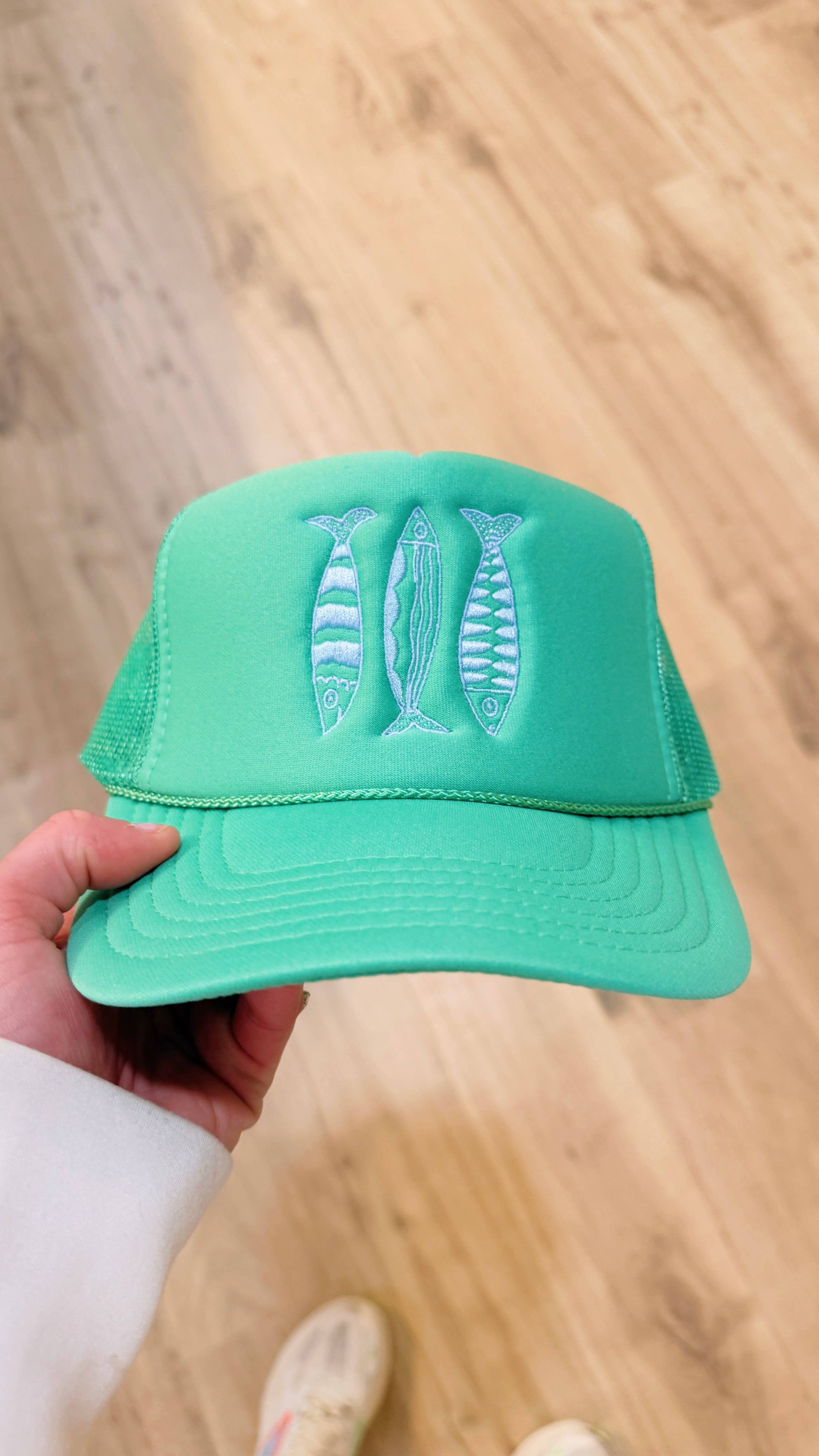 Sardine Embroidered Teal Blue Hat