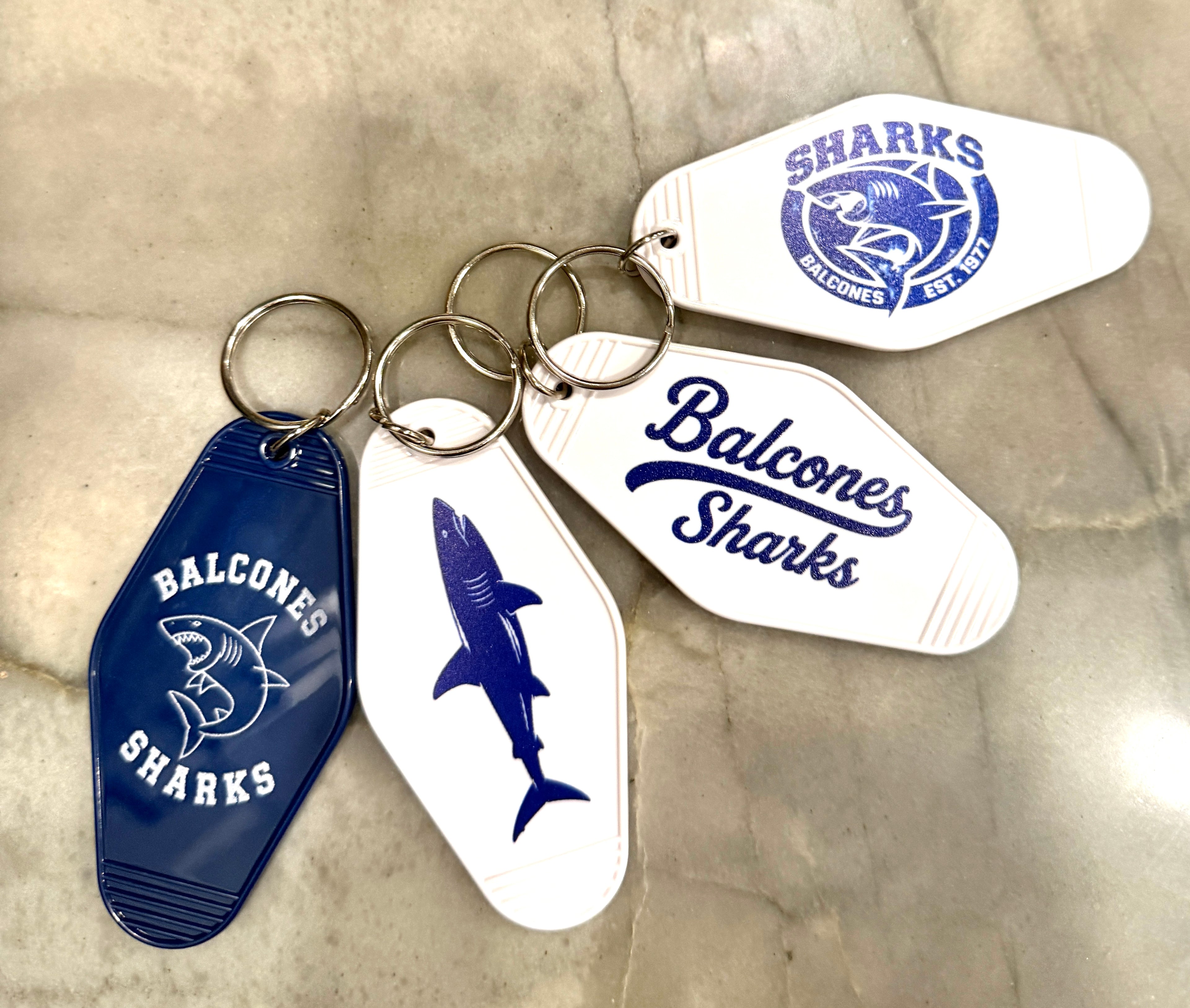 Sharks Ribbon Holder  – shark graphic in Navy Blue